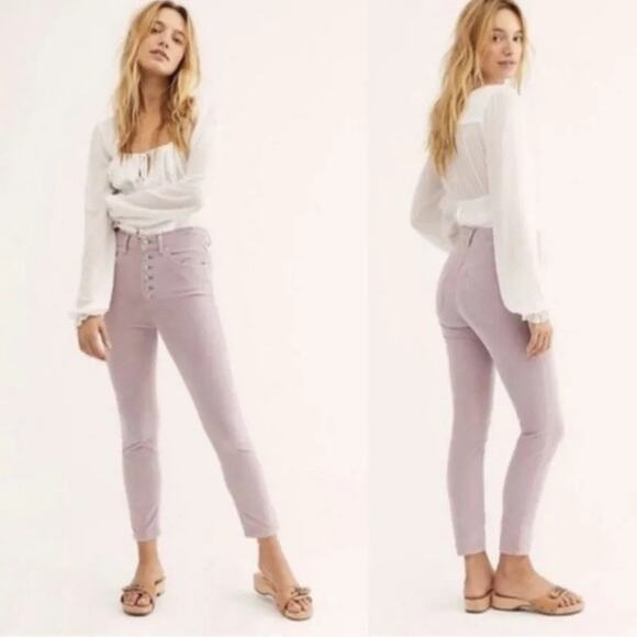 NEW Free People Sun Chaser Corduroy Skinny Jeans in Lavender, Sample - Picture 3 of 3